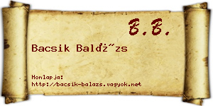 Bacsik Balázs névjegykártya